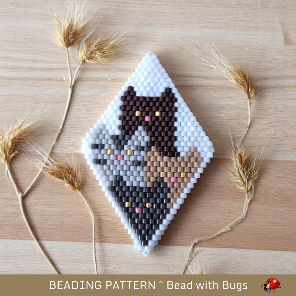 THE CATS beaded Peyote Stitch POD Pattern.