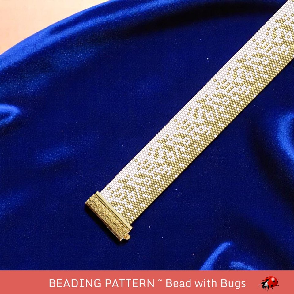 Peyote Stitch Beaded Bracelet Pattern by Bead with Bugs, SCATTERED GOLD, PDF