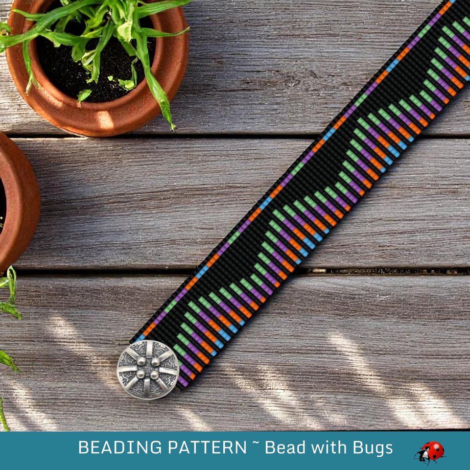 Loom Beaded Bracelet Pattern by Bead with Bugs, SOUND WAVES, PDF