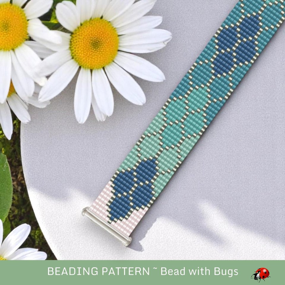 Loom Beaded Bracelet Pattern by Bead with Bugs, BLUE LAGOON, PDF