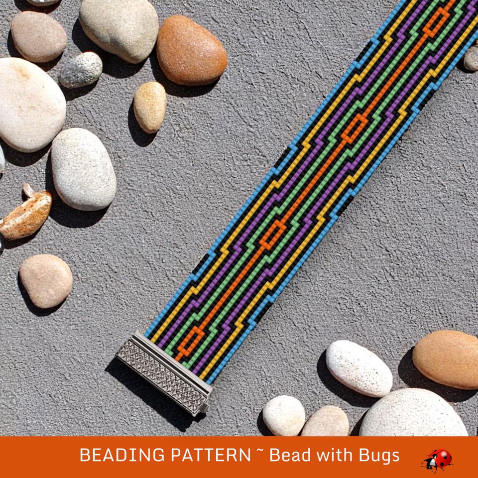 Loom Beaded Bracelet Pattern by Bead with Bugs, SWINGING SIXTIES, PDF