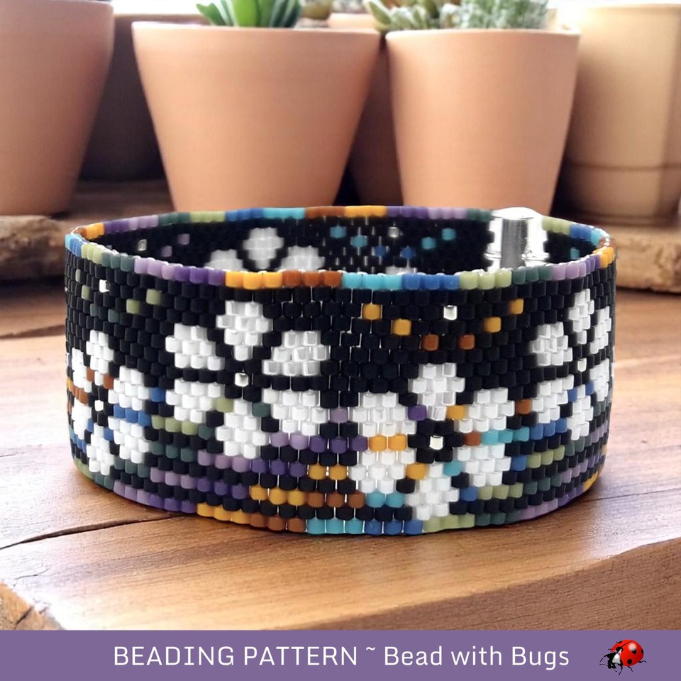 Peyote Stitch Beaded Bracelet and Earrings Pattern Set, GOOD TO GROW, a moody garden styled set, pdf