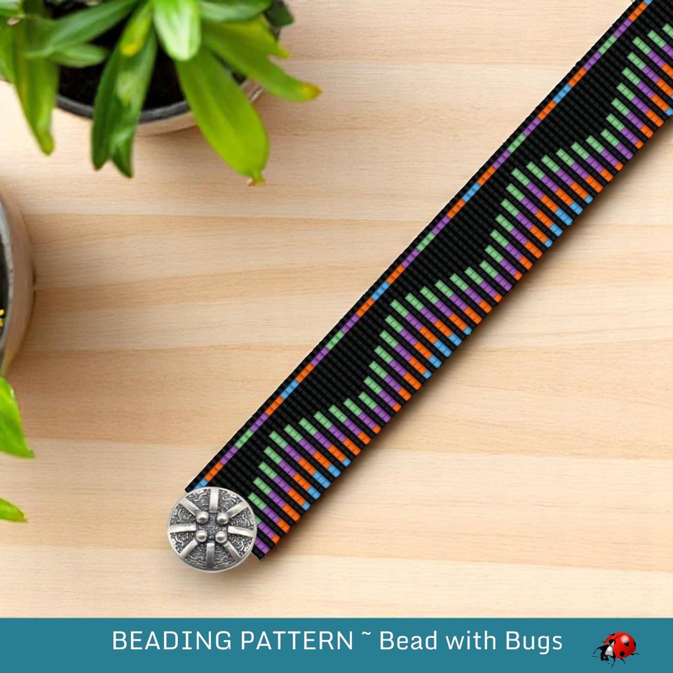 Loom Beaded Bracelet Pattern by Bead with Bugs, SOUND WAVES, PDF