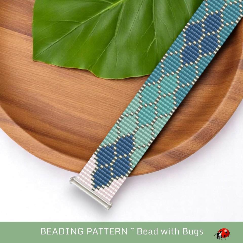 Loom Beaded Bracelet Pattern by Bead with Bugs, BLUE LAGOON, PDF