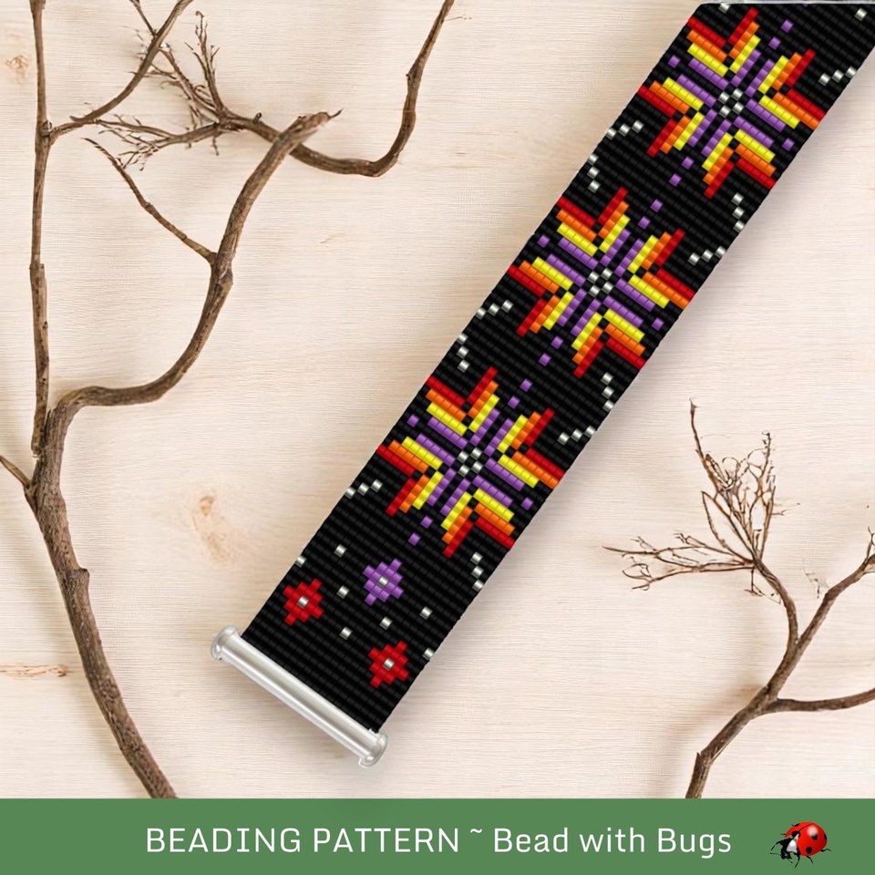 Loom Beaded Bracelet Pattern by Bead with Bugs, THREE SISTERS, PDF