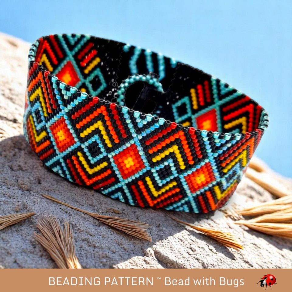 Peyote Stitch Beaded Bracelet and Earrings Pattern Set, The Plains, PDF
