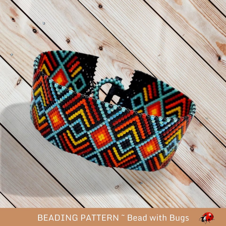 Peyote Stitch Beaded Bracelet and Earrings Pattern Set, The Plains, PDF