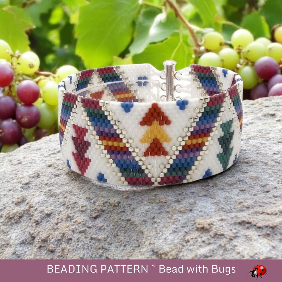 Peyote Stitch Beaded Bracelet and Earrings Pattern Set, Autumn Winds, PDF