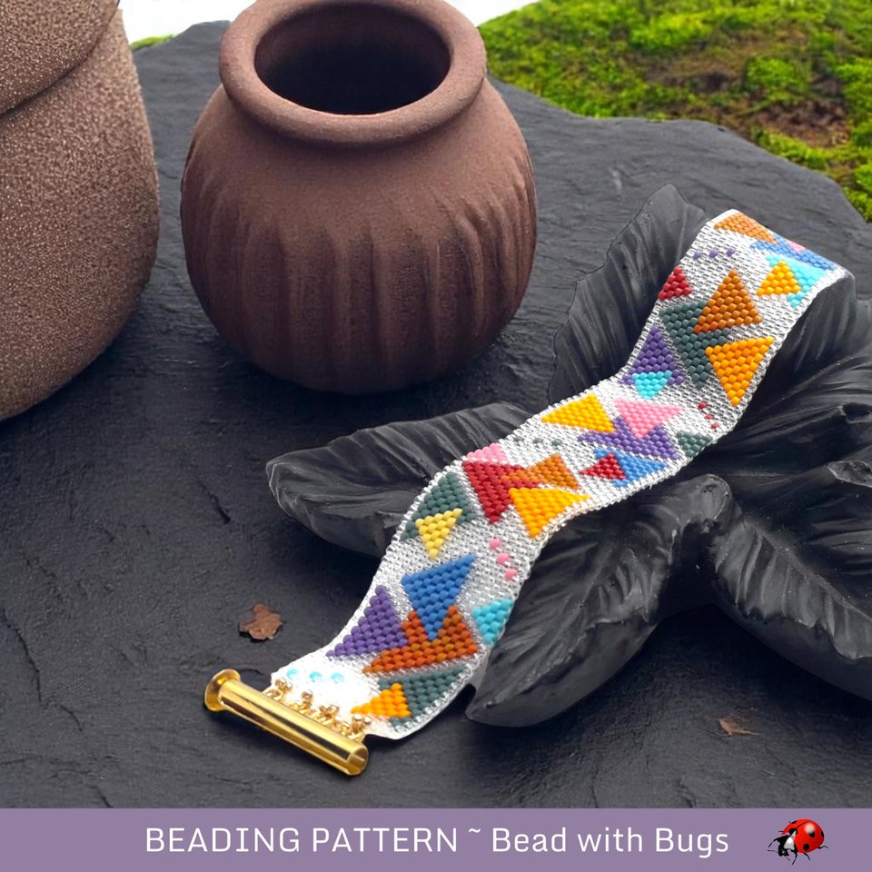 Peyote Stitch Beaded Bracelet and Earrings Pattern Set, All the Angles, PDF