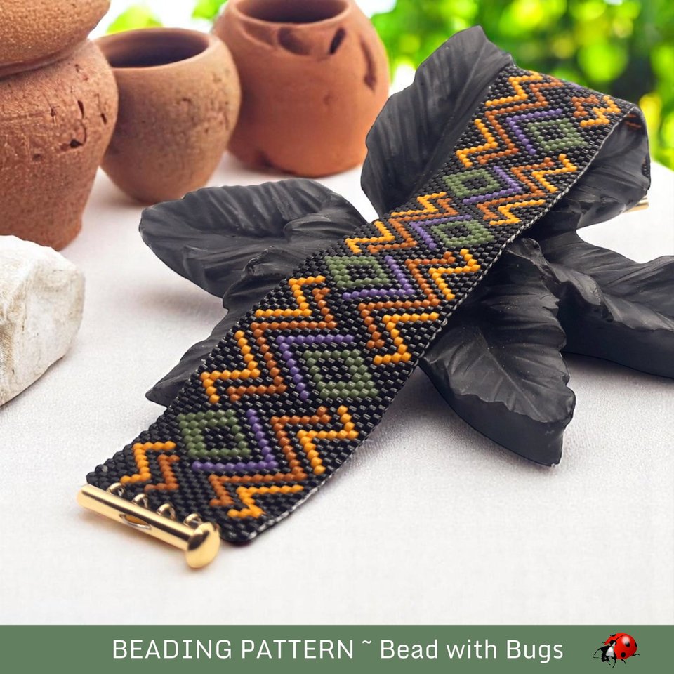 Peyote Stitch Beaded Bracelet and Earrings Pattern Set, Earthbound, PDF