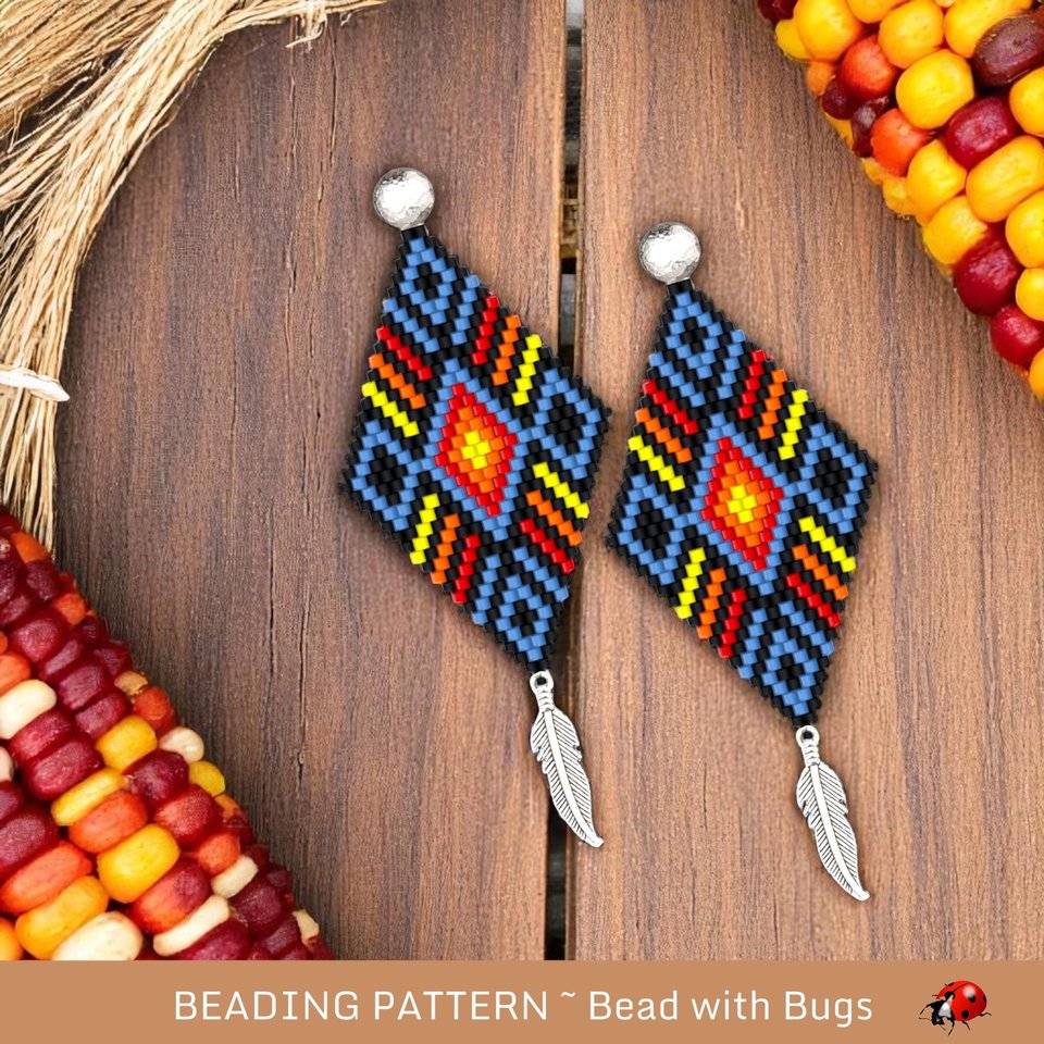 Peyote Stitch Beaded Bracelet and Earrings Pattern Set, The Plains, PDF