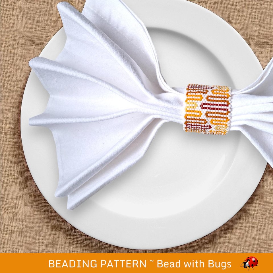 Beaded Napkin Ring Pattern, Tubular Peyote Stitch (PDF)
