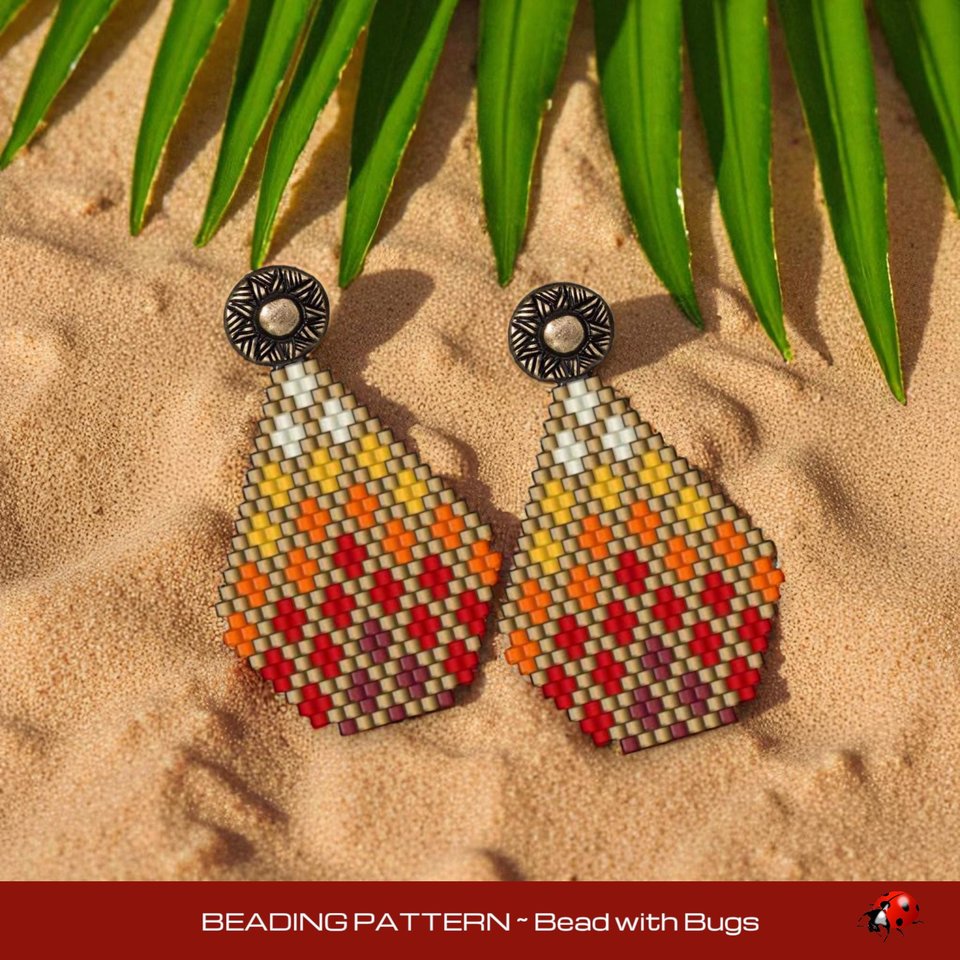 Brick Stitch Beaded Earrings Pattern by Bead with Bugs, Patio Lantern, PDF