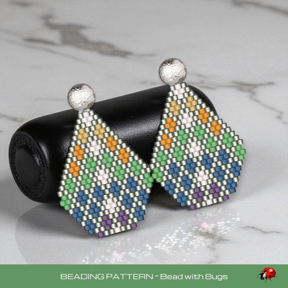 Brick Stitch Beaded Earrings Pattern by Bead with Bugs, Patricias Earrings, PDF