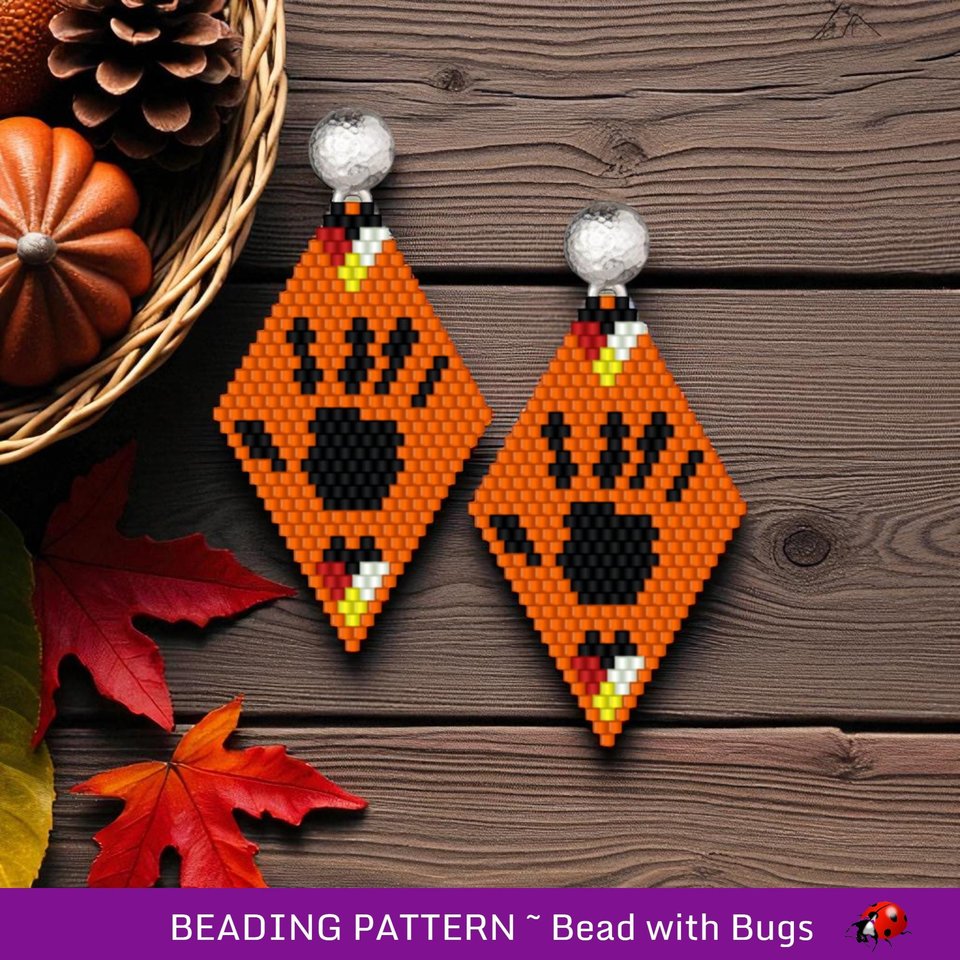 Brick Stitch Beaded Earrings Pattern Silenced , geometric design, PDF