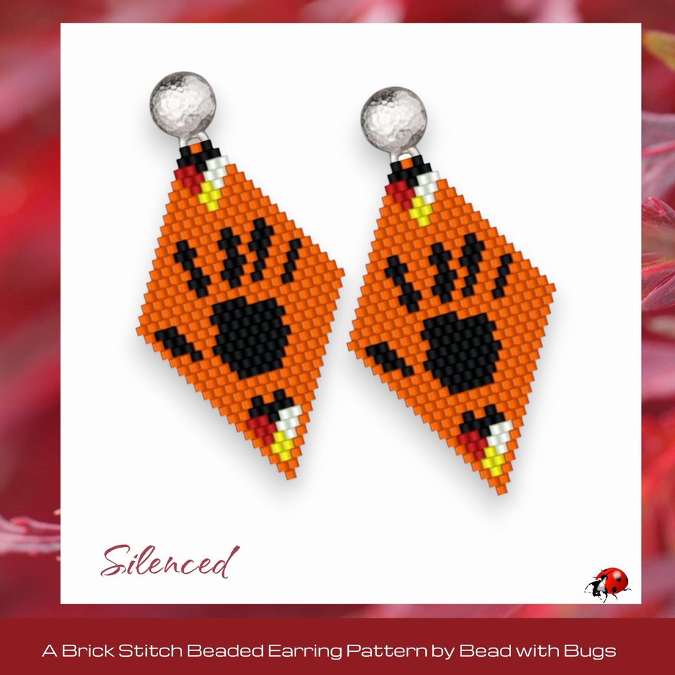 Brick Stitch Beaded Earrings Pattern Silenced , geometric design, PDF