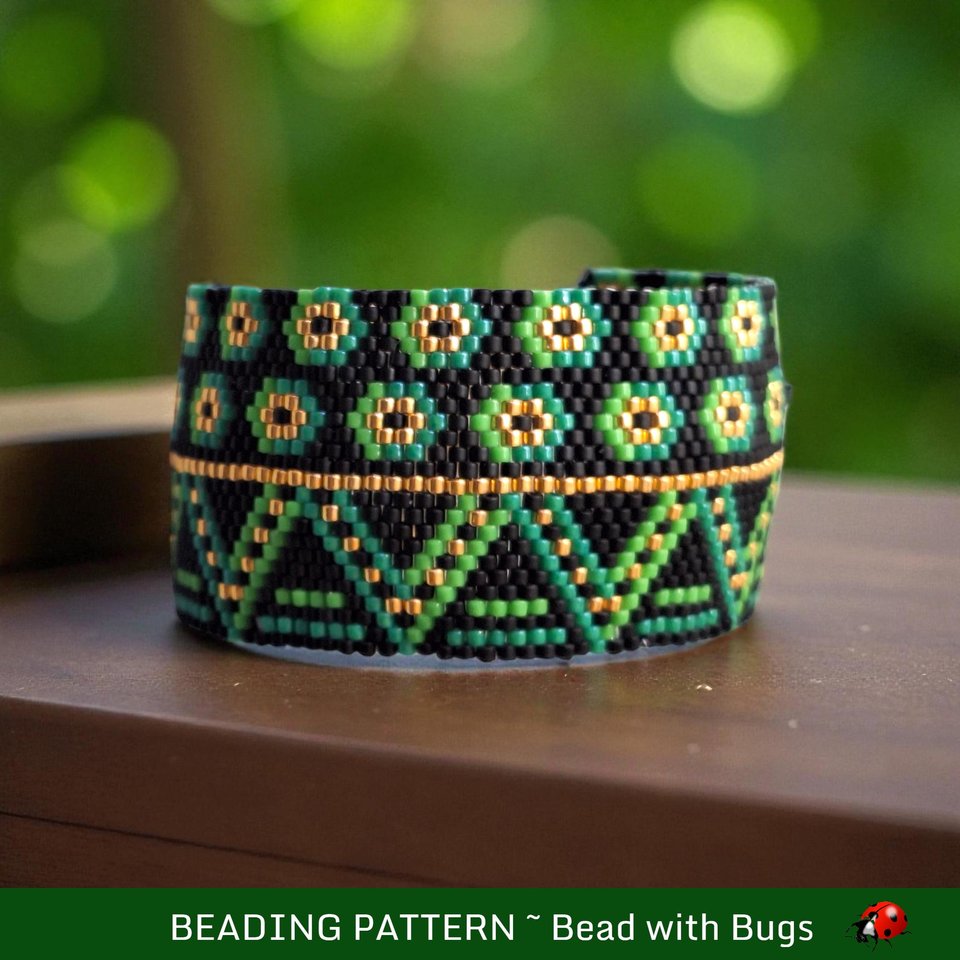 Peyote Stitch Beaded Bracelet Pattern, LILY PAD, PDF