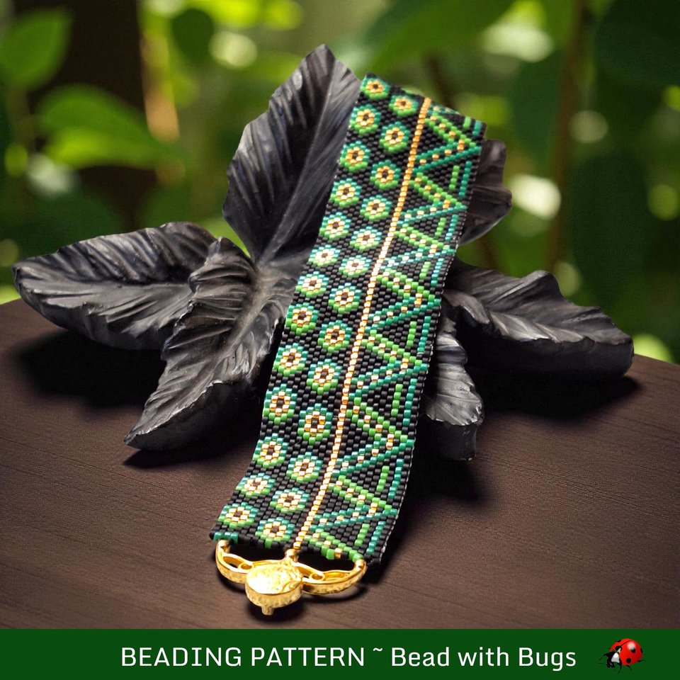 Peyote Stitch Beaded Bracelet Pattern, LILY PAD, PDF