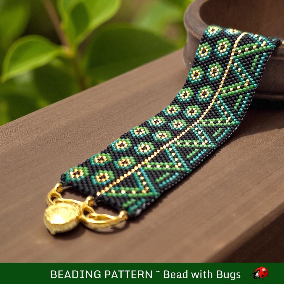 Peyote Stitch Beaded Bracelet Pattern, LILY PAD, PDF
