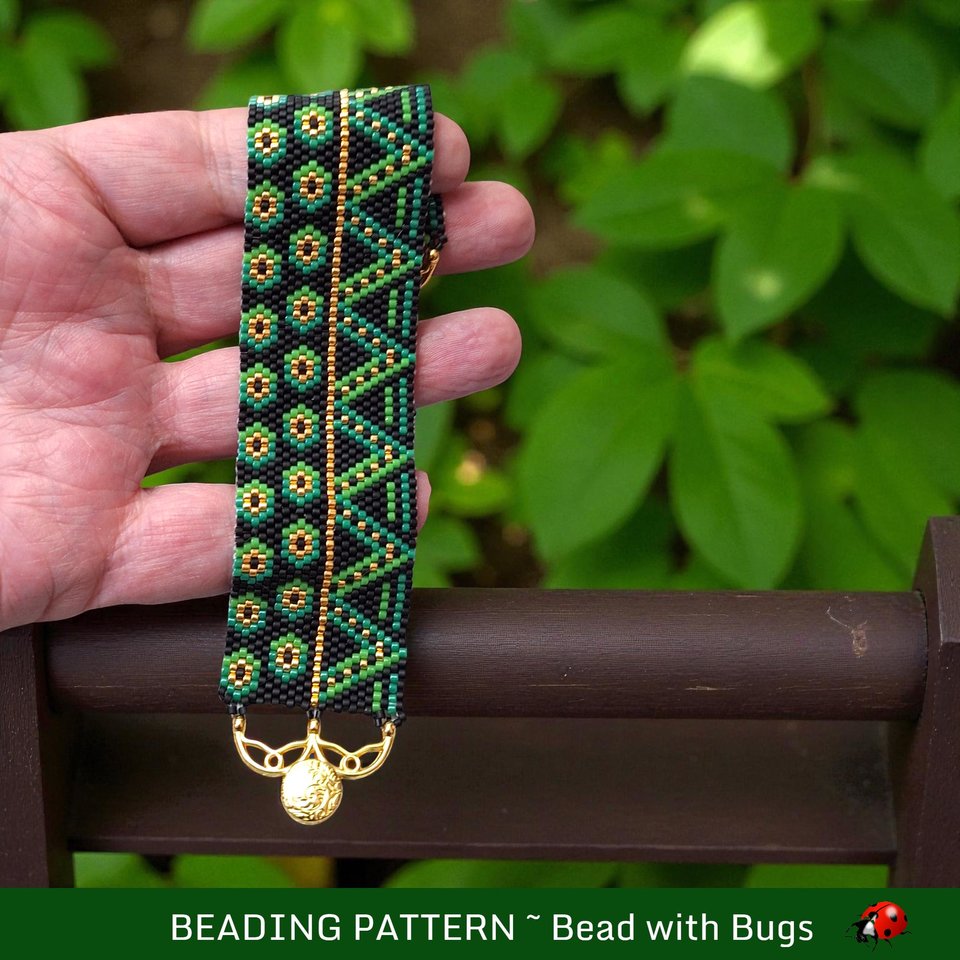 Peyote Stitch Beaded Bracelet Pattern, LILY PAD, PDF