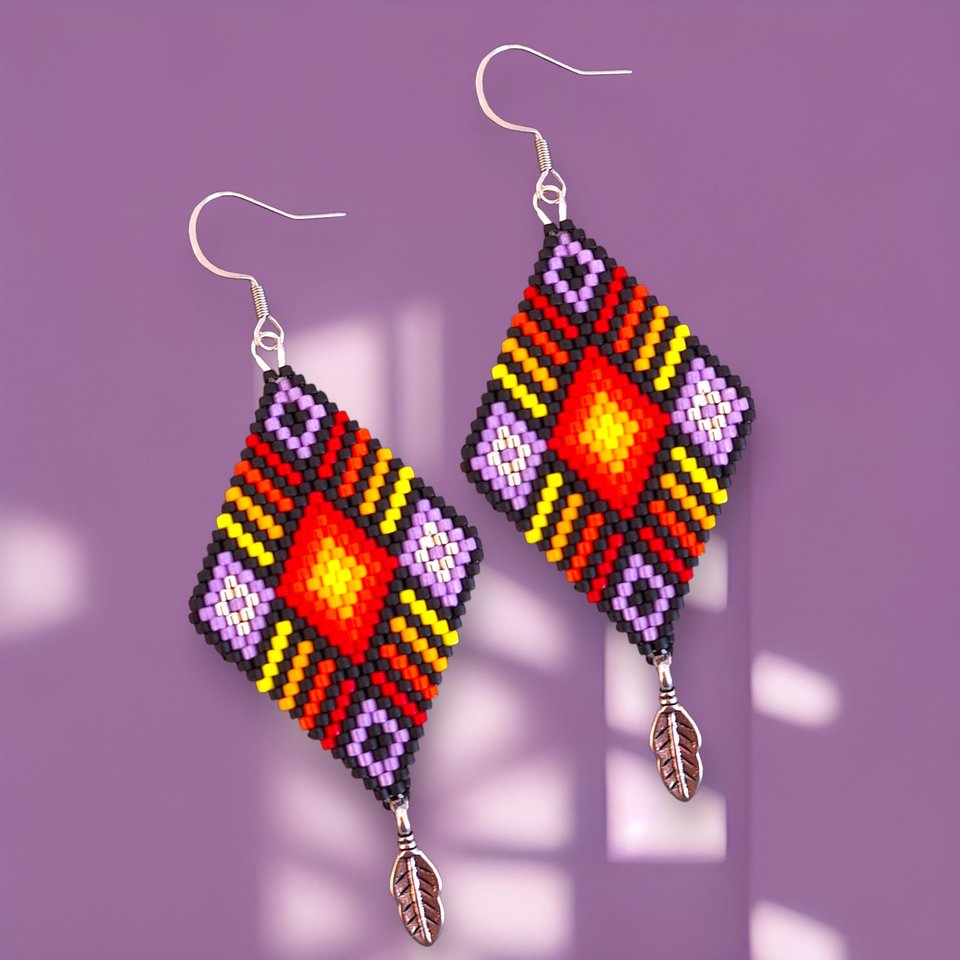 Peyote Stitch, Double Sided Earring Pattern, PDF, North Star