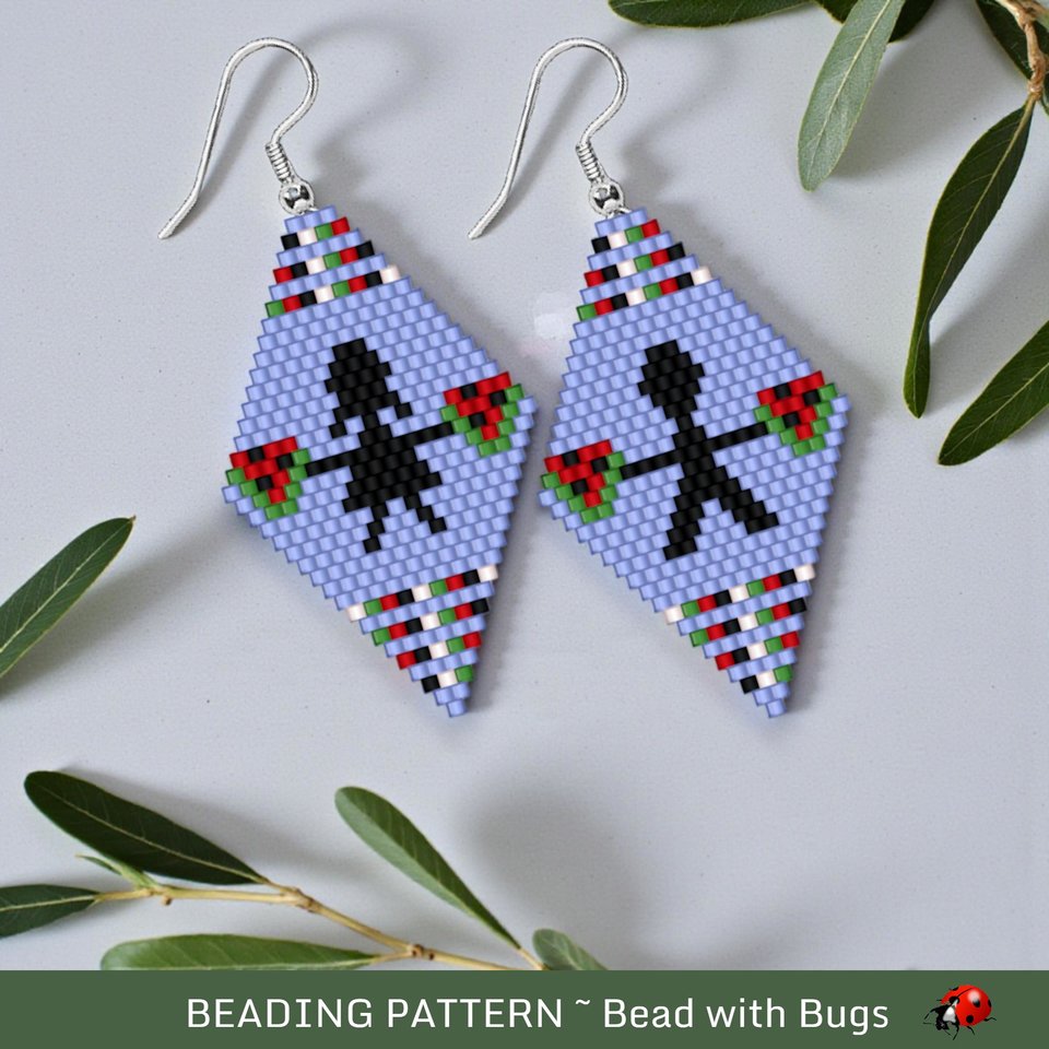 FOR THE CHILDREN-Palestine Brick Stitch beaded earring pattern.