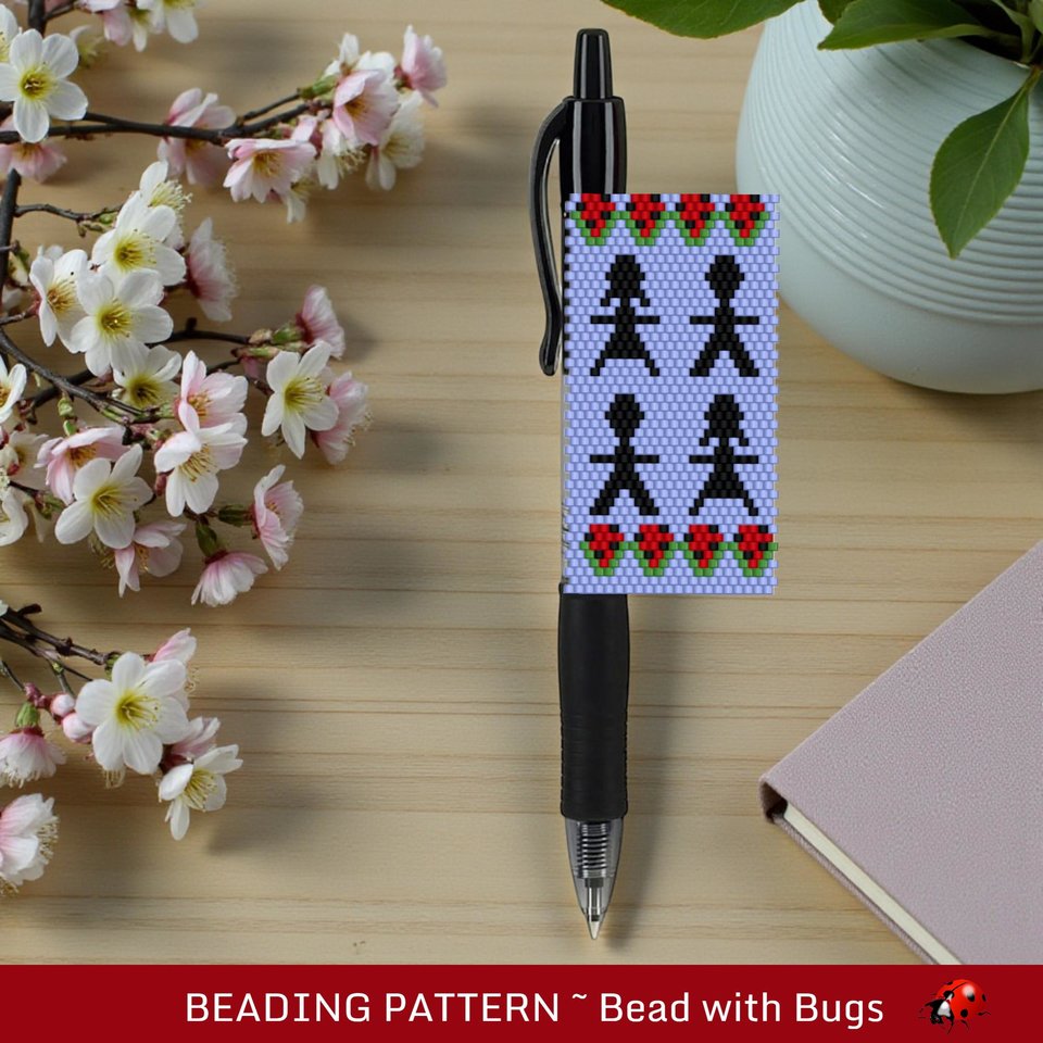 Peyote Stitch Beaded Pen Wrap FOR THE CHILDREN Palestine, Beaded Pen Wrap Cover for Pilot G2 Pen