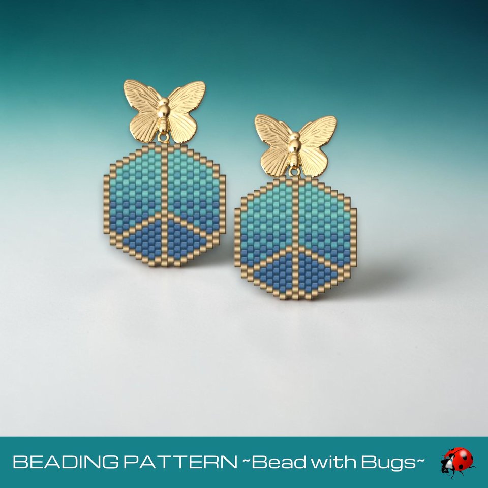 WORLD PEACE Brick Stitch Beaded Earrings Pattern , PDF