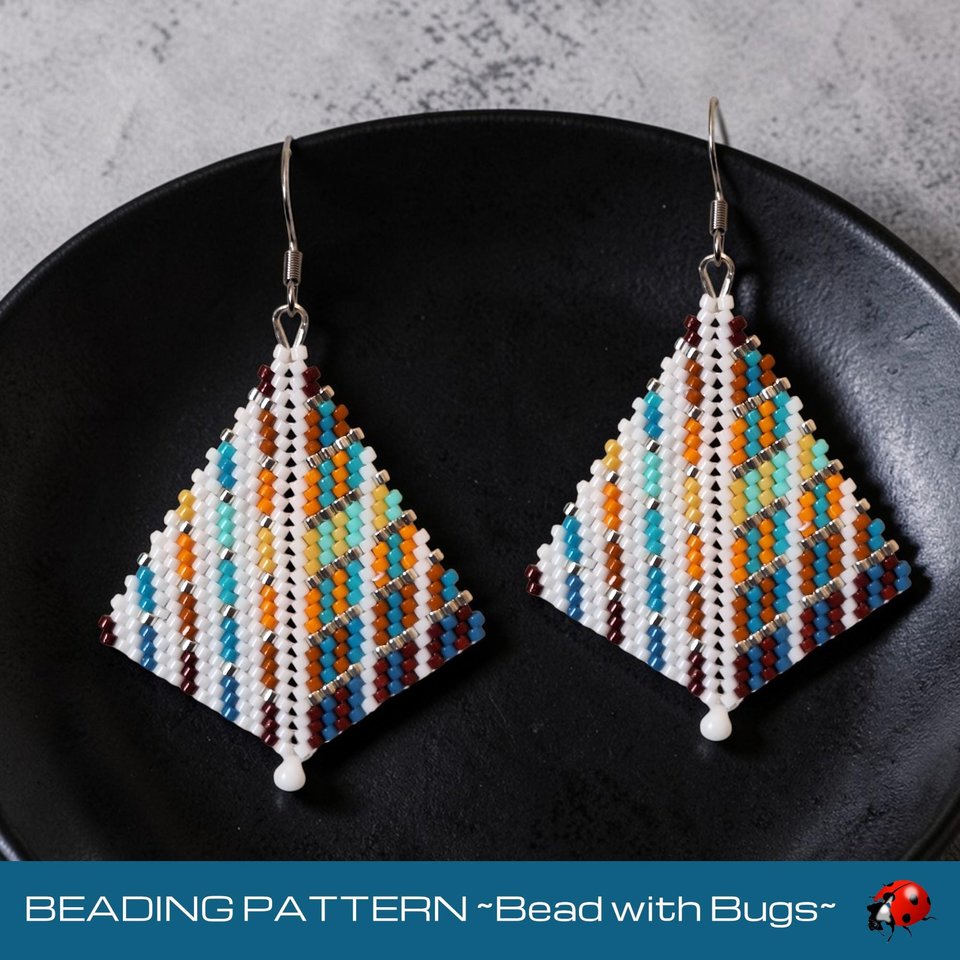 Peyote Stitch, Kite Earring Beading Pattern SUMMER SAVORY