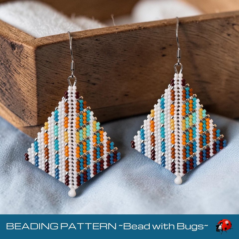 Peyote Stitch, Kite Earring Beading Pattern SUMMER SAVORY