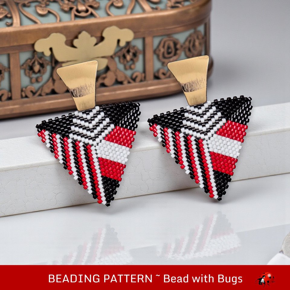 RED & BLACK 2: 3D Peyote Stitch Beading Pattern by Bead with Bugs