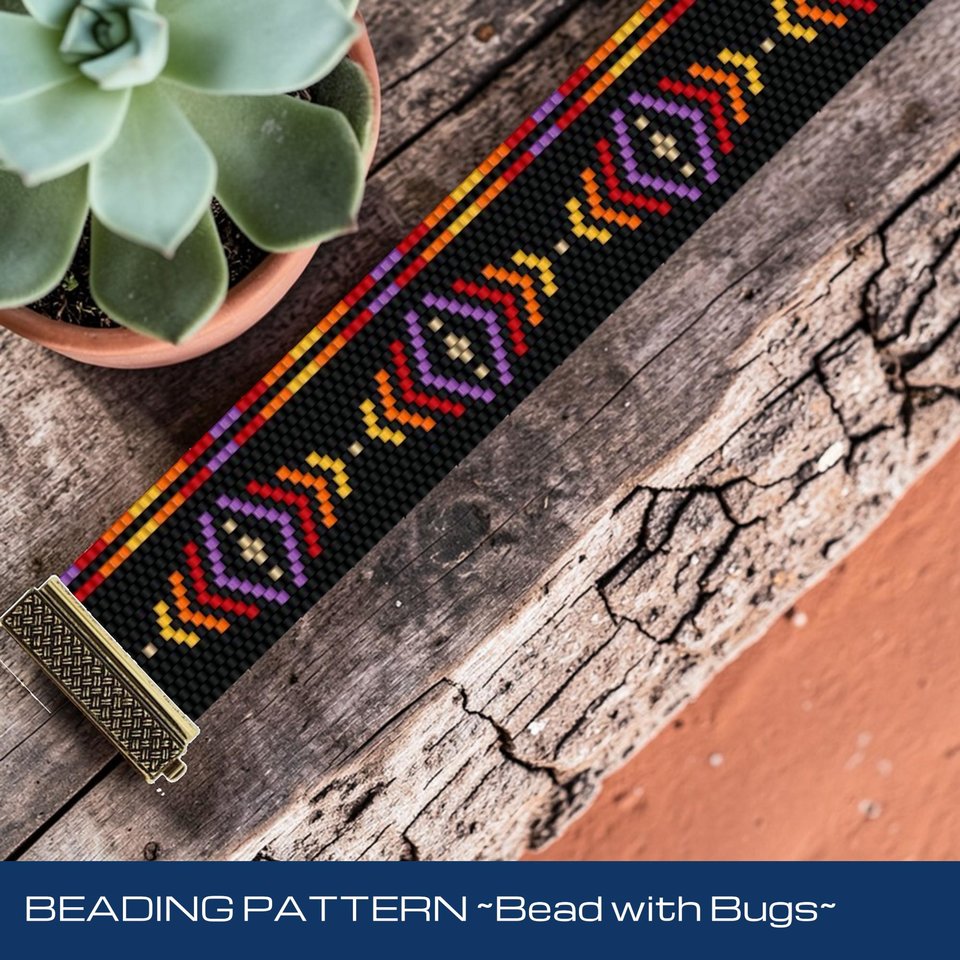 Peyote Stitch Beaded Bracelet Pattern, SMASHING, an assymetrical design, PDF