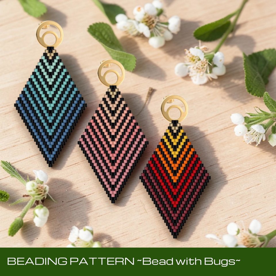 Brick Stitch Earrings Pattern, Set of 3 Ombre Earrings (PDF)