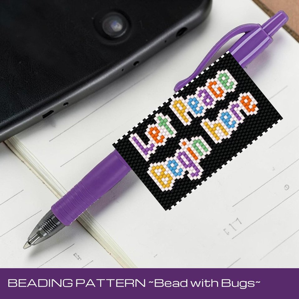 Let Peace Begin,  Peyote Stitch Beaded Pen Wrap Pattern, Fits Pilot G2 (Digital Download)