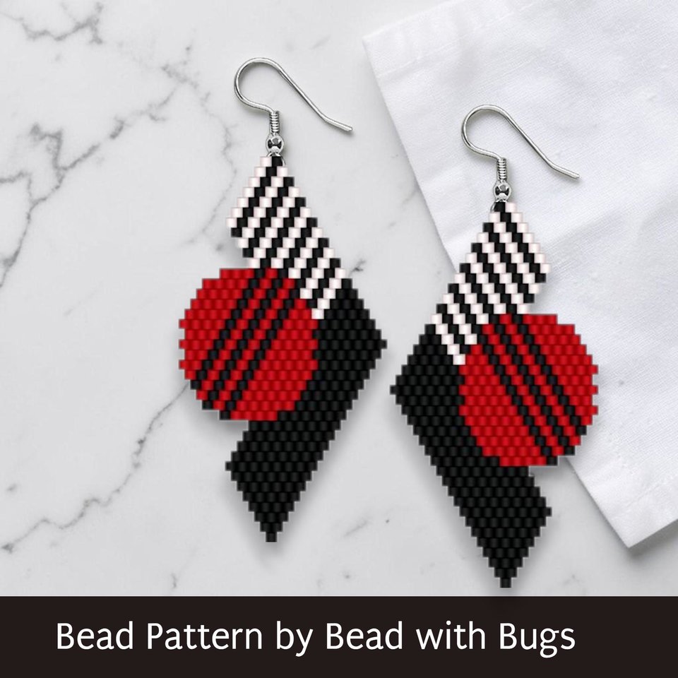 Brick Stitch Earrings Pattern, DRAMATIC Earrings (PDF)
