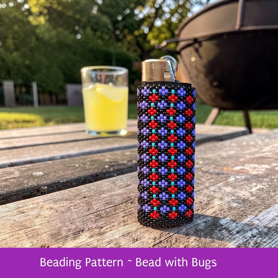 Tubular Peyote Stitch Beaded Lighter Cover using Seed Beads, Two Colours Your Choice