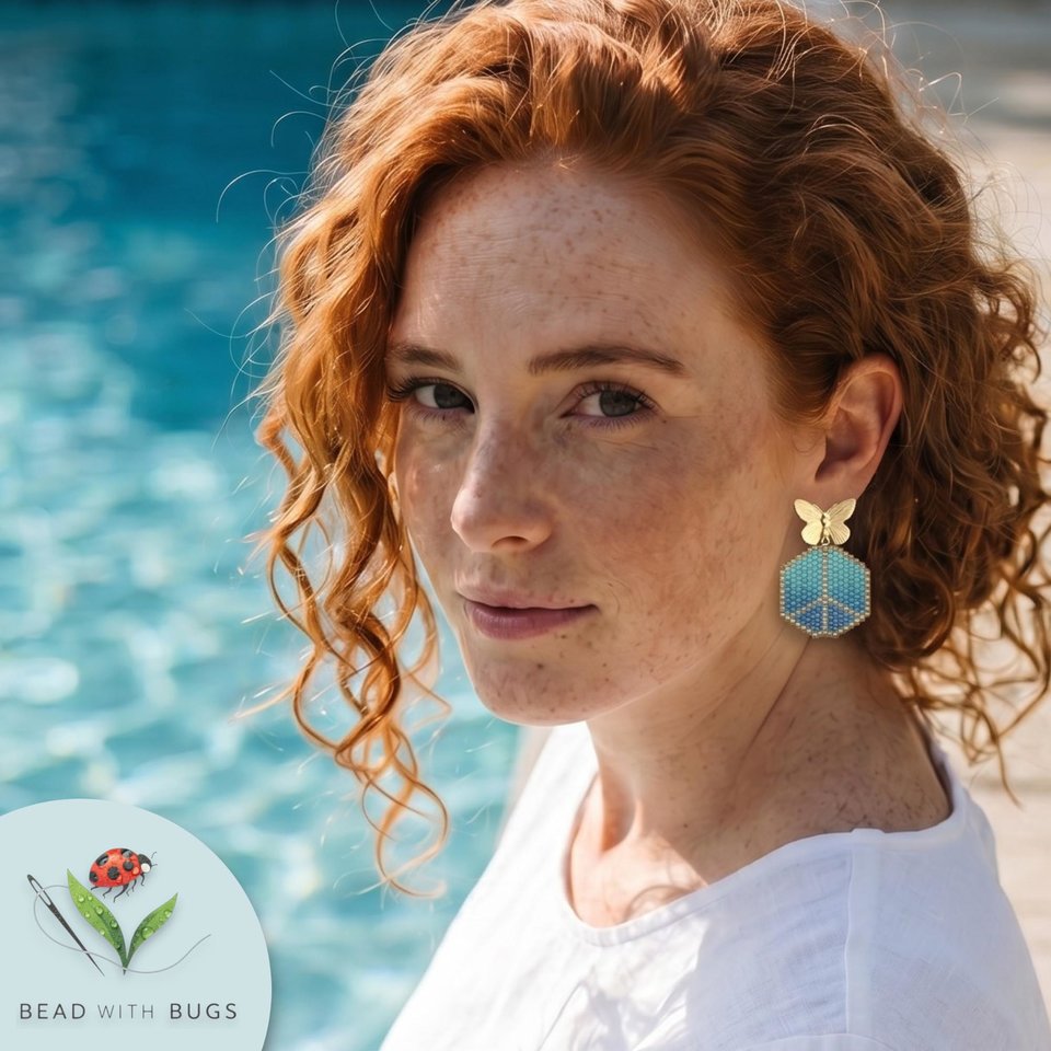 Brick Stitch Beaded Earrings Pattern , WORLD PEACE, PDF