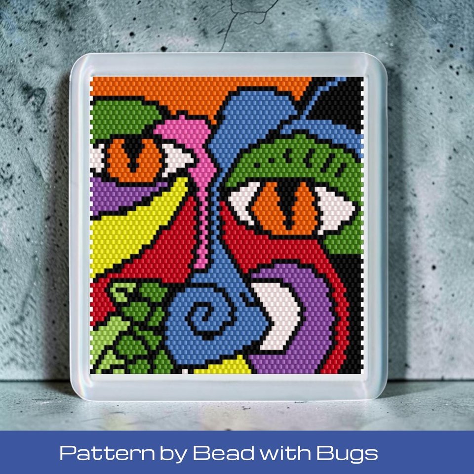 Peyote Stitch Beaded Coaster Pattern by Bead with Bugs, ABSTRACT ART 2