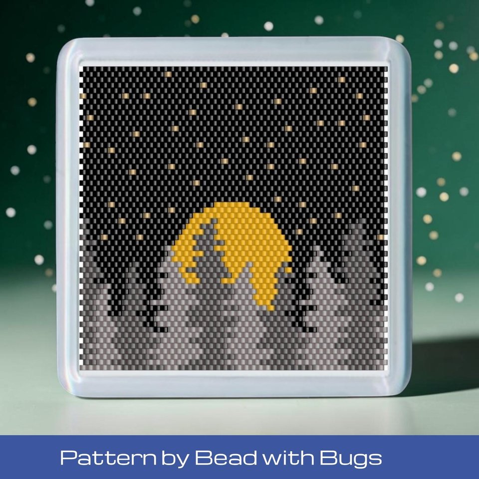 Peyote Stitch Beaded Coaster Pattern by Bead with Bugs, MOON RISE