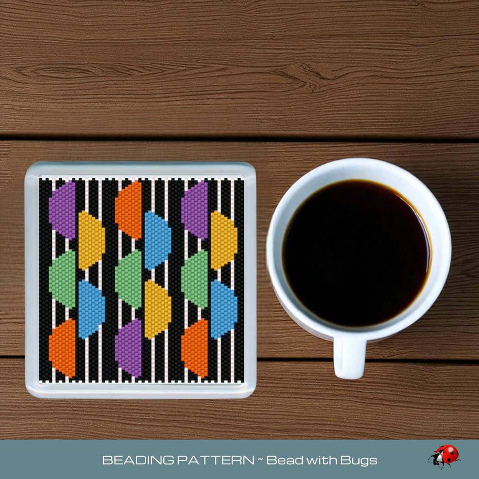 Peyote Stitch Beaded Coaster Pattern by Bead with Bugs, BOHO CIRCLES