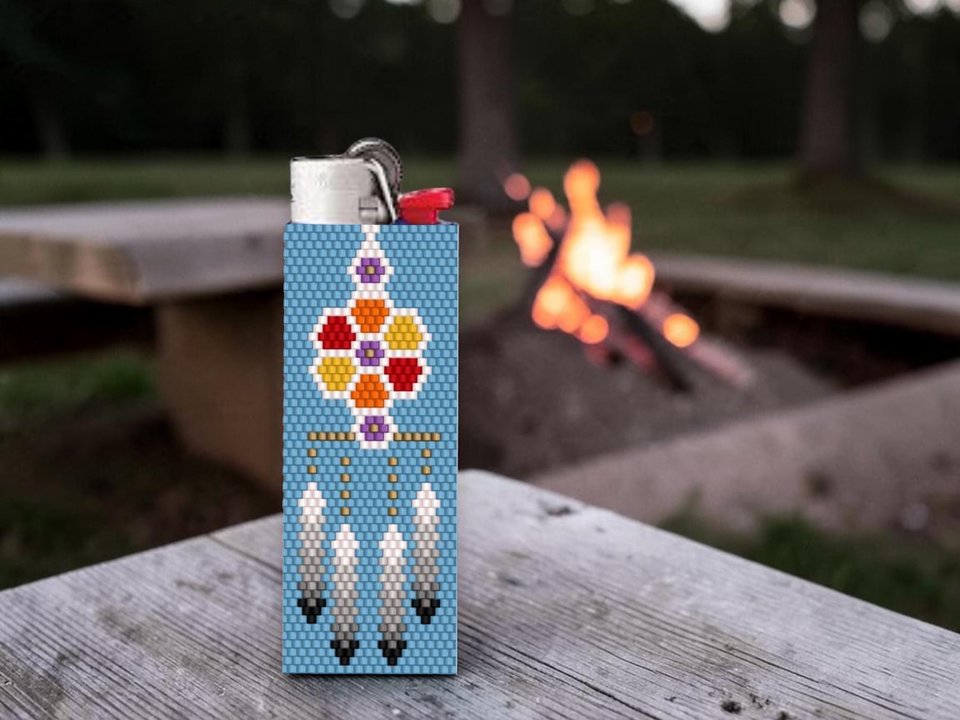 Peyote Stitch Beaded Lighter Cover, DREAM CATCHER by Bead with Bugs
