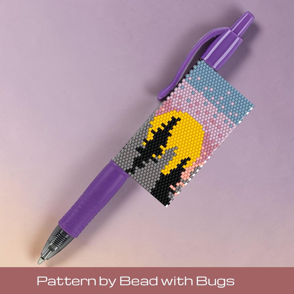 TWILIGHT Beaded Pen Wrap, Peyote Stitch Pattern (Pilot G2 Pen)