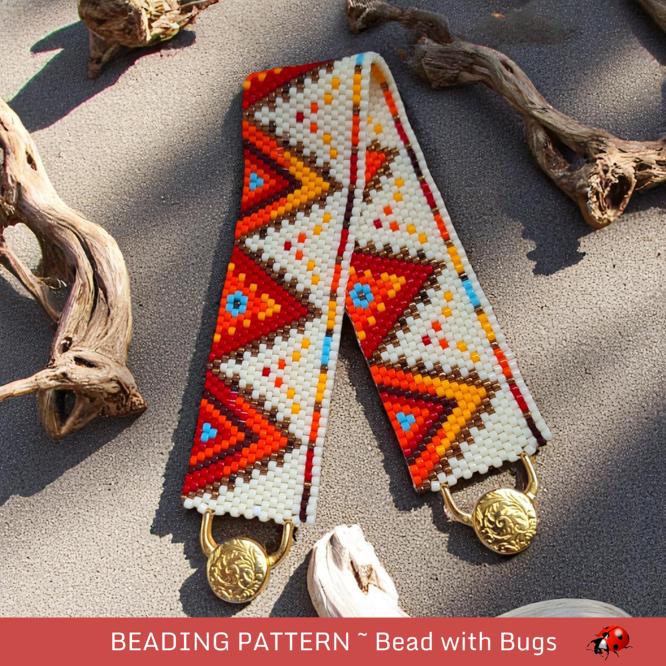 FIRE AND ICE: A Peyote Stitch Beaded Bracelet Pattern by Bead with Bugs