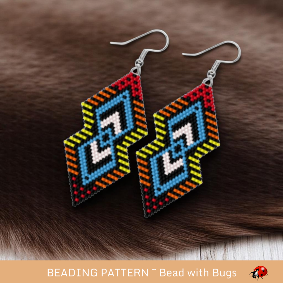 GRASSLANDS:  Brick Stitch Beaded Earrings Pattern by Bead with Bugs