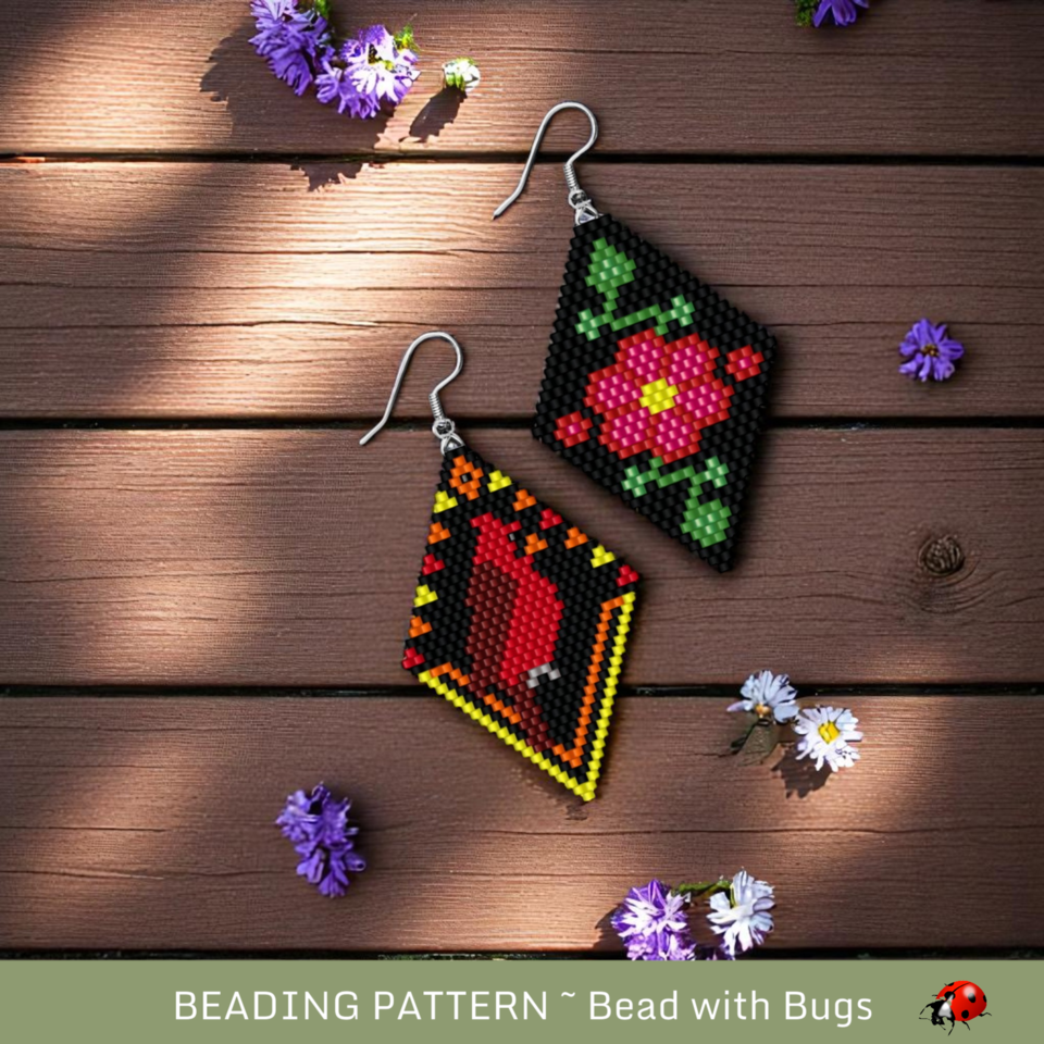SIMPLE PLEASURES:  Brick Stitch Beaded Earrings Pattern by Bead with Bugs
