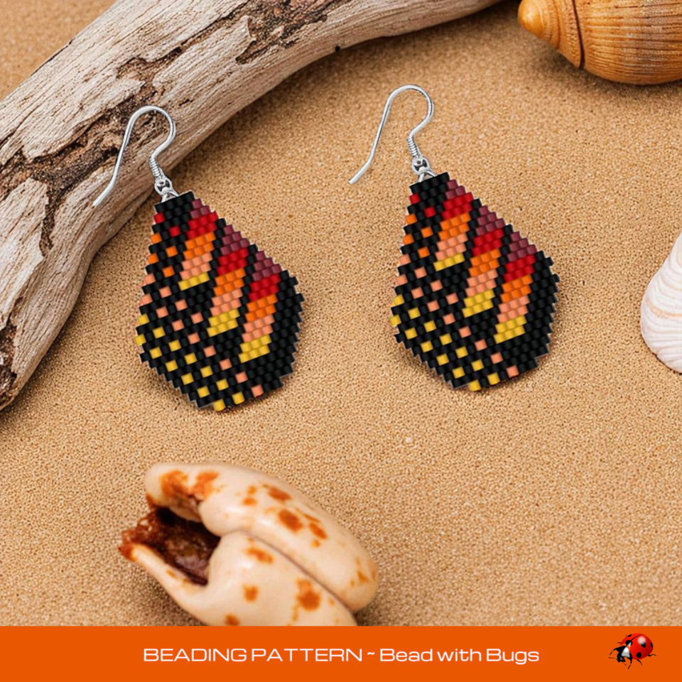 Brick Stitch Beaded Earrings Pattern by Bead with Bugs, Spicy Hot, geometric earrings, PDF