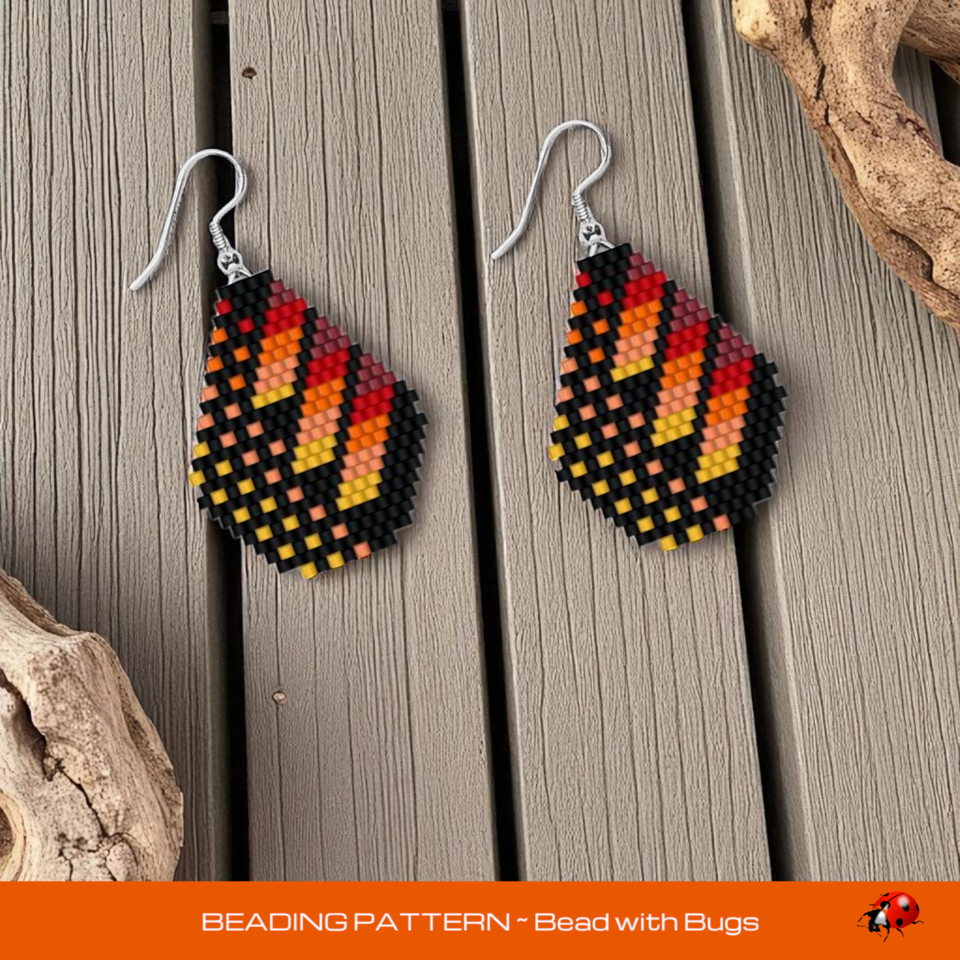 Brick Stitch Beaded Earrings Pattern by Bead with Bugs, Spicy Hot, geometric earrings, PDF