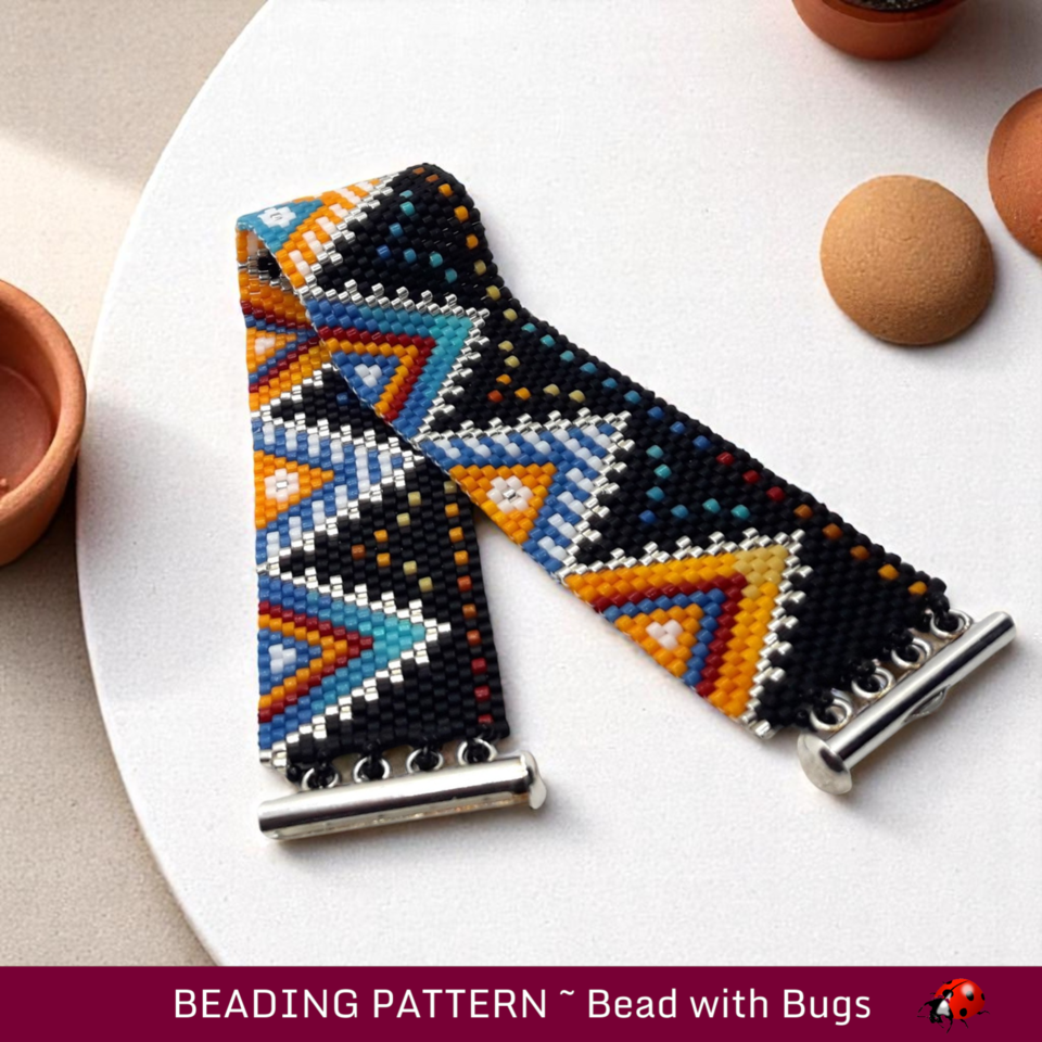 WIND AND WATER: A Peyote Stitch Beaded Bracelet Pattern by Bead with Bugs