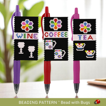 BRIGHT WINE: Peyote Stitch Beaded Pen Wrap by Bead with Bugs