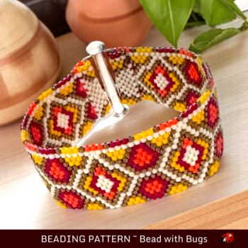 BLAZING HEAT: A Peyote Stitch Beaded Bracelet Pattern by Bead with Bugs